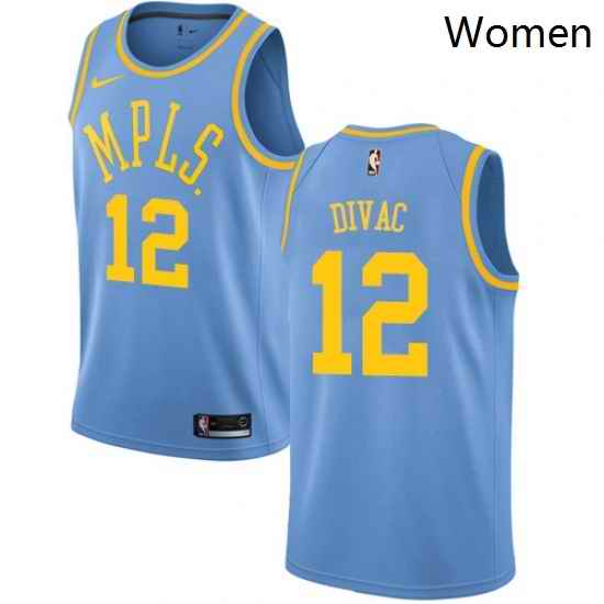 Womens Nike Los Angeles Lakers 12 Vlade Divac Swingman Blue Hardwood Classics NBA Jersey